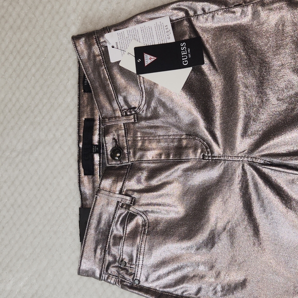 GUESS WOMENS METALLIC, SILVER SKINNY JEANS SIZE W:28 L:29  NEW WITH TAGS - Picture 4 of 14